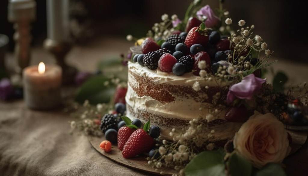 Natural elements for rustic wedding cakes