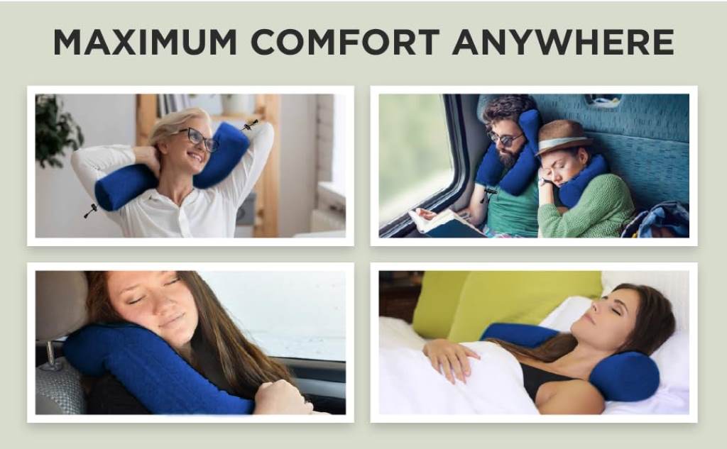 bendable core inside Dot&Dot twist travel pillow showing flexibility