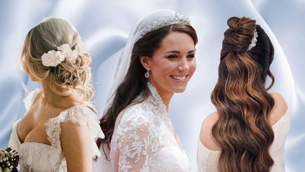 Bride selecting elegant hair accessories for wedding hairstyle